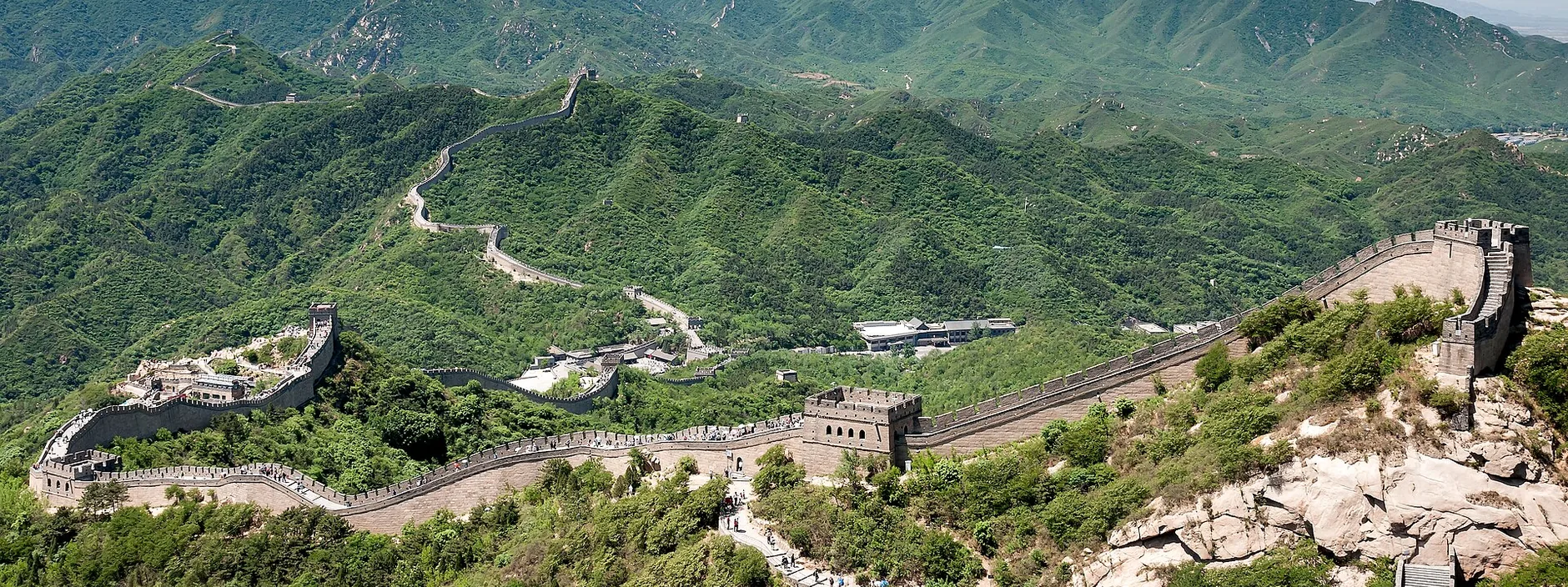 Badaling Great Wall on a clear day along an exposed ridge