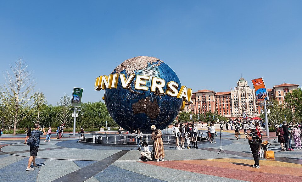 Entrance globe at Universal Beijing Resort